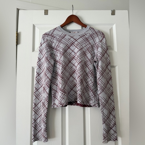 Equipment Gray and Burgundy Plaid Sweater - Picture 1 of 3